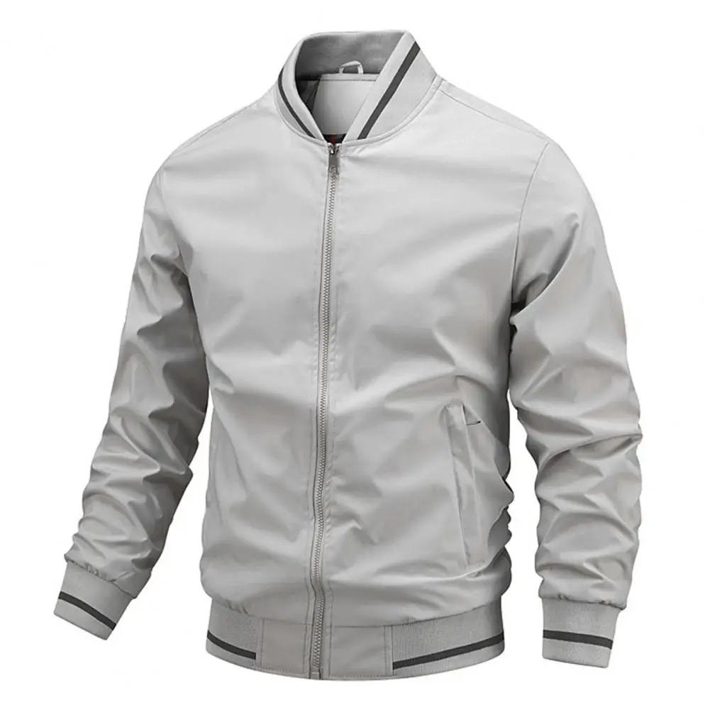 Chaqueta Bomber para hombre de mediana edad, abrigo con cuello levantado, cremallera, puño acanalado, rompevientos, chaquetas de béisbol, otoño