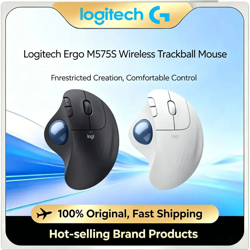 Logitech Ergo M575S Wireless Trackball Mouse Bluetooth Ergonomic Office Mouse for Laptop PC Drawing