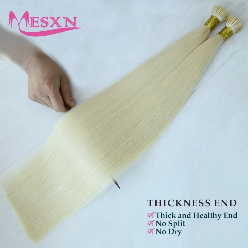 High Quality Straight I Tip Hair Extensions Natural Real Human Fusion Hair Extensions  Keratin Capsule  Blonde Color 14-22inch