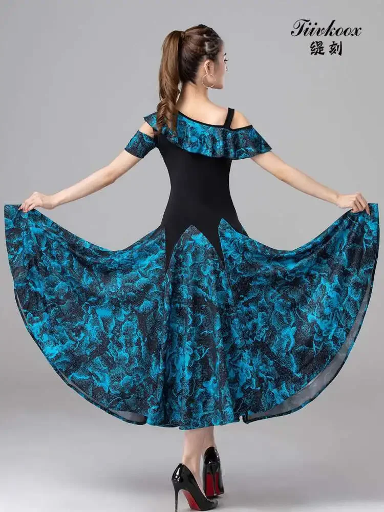 Moderne dans gespecialiseerde danseres Nieuwe standaard dans Latin Dance Waltz Grand Swing-jurk Oefenwedstrijd Prestatiejurk