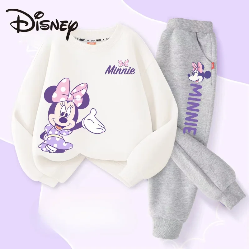 Autumn Baby Girl Boy Clothes Set Children Disney Minnie Printing  Sweatshirt Top and Pants Buttom 2 Piece Suit Sweet Tracksuit