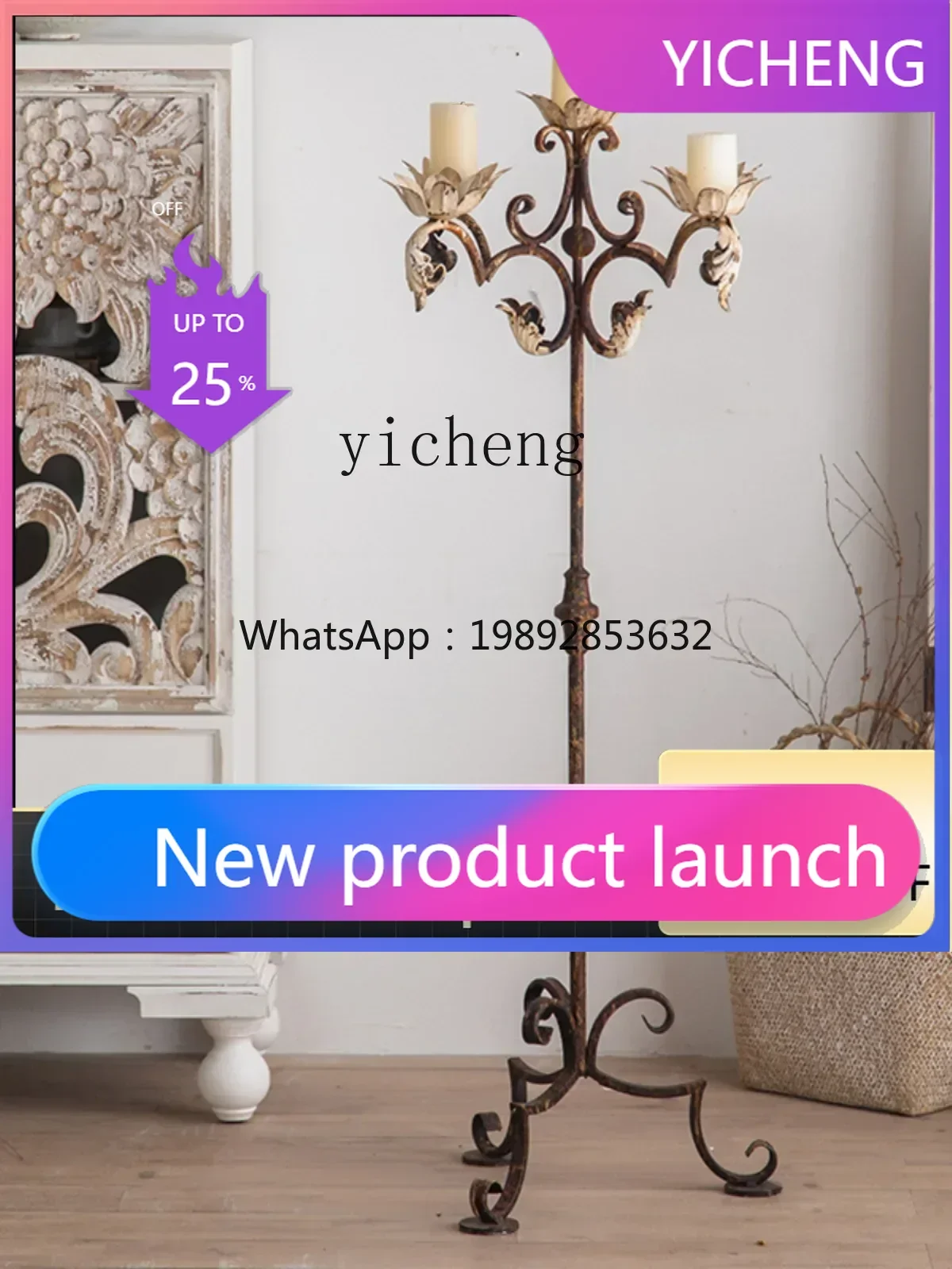 

Candlestick Iron Decorative French Wedding Dress Ornaments for Taking Photos European Style Candlestick Countertop Home