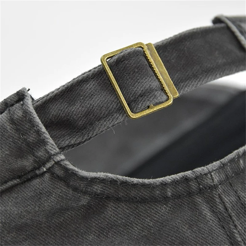 Hat Men Fishing Retro Do Old Wash Jeans Big Head Bib Flat Top Hat Outdoor Casual Tie-In Female Cap Trend European And N Style