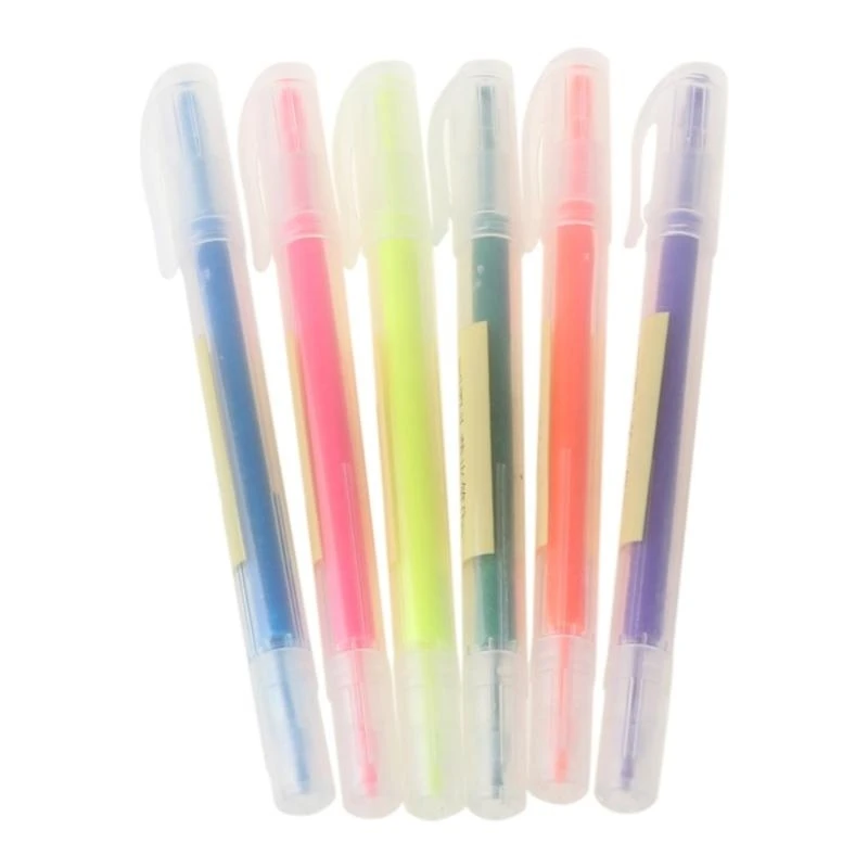 K9FC 6 Pcs Watercolor Gel Pen Highlighter Accent Maker Smooth Writing