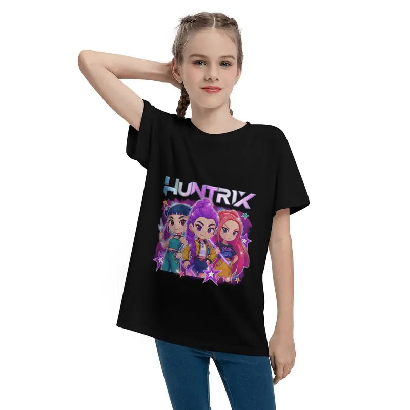 أنيمي Kpop شيطان الصيادين الكرتون القطن الأبيض تي شيرت الأطفال الطلاء تأثيري حلي العصرية طباعة قصيرة الأكمام الملابس الناعمة هدية #3