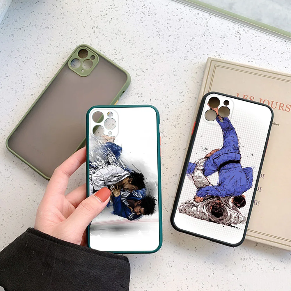 Phone Case For iPhone 14 13 12 Mini 11 15 Pro XS Max X XR SE 7 8 6S Plus Karate Judo Muay Thai Translucent Matte Soft Back Cover