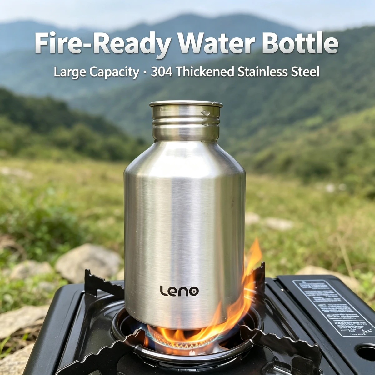 2000ml 304 Stainless Steel Camping Water Bottle Portable Large Capacity Outdoor Travel Metal Flask with Carry Handle