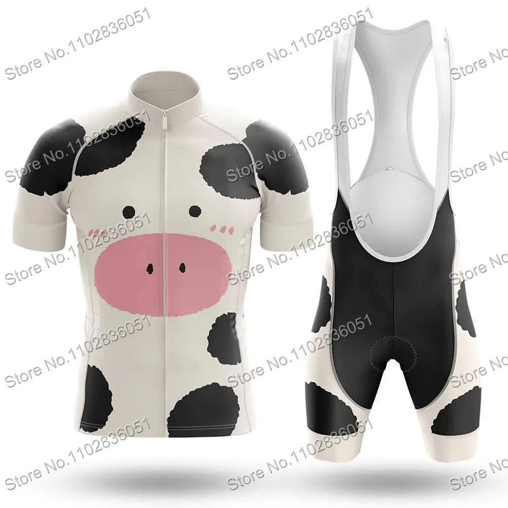 Cow Cycling Jersey Set 2023 Mens Cartoon Anime Clothing Kits Road Bike Suit Mountain Bicycle Shirt Bib Shorts MTB Ropa Maillot