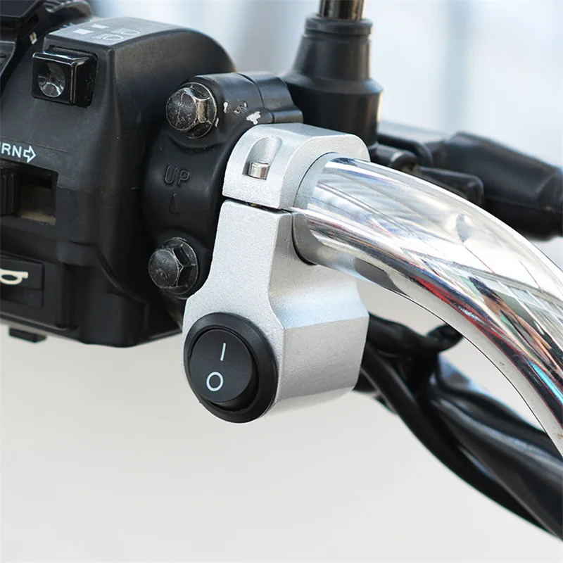 12V Motorcycle Handlebar Headlight ON/OFF Switch Waterproof Aluminum Alloy 2-Wire Black For Scooter ATV