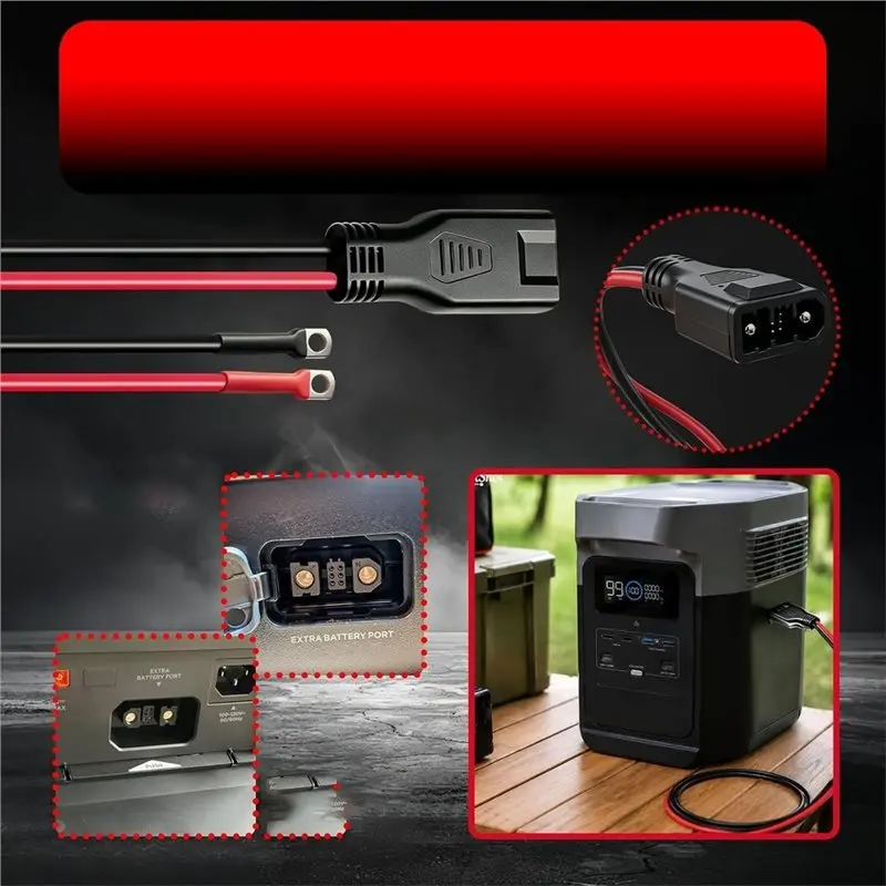 LXYB18B For Ecoflow Delta 2/3 Serie& Wave 2/3 Compatible 50A Expansion Adapter Cable 8AWG, For Bidirectional Fast Charge