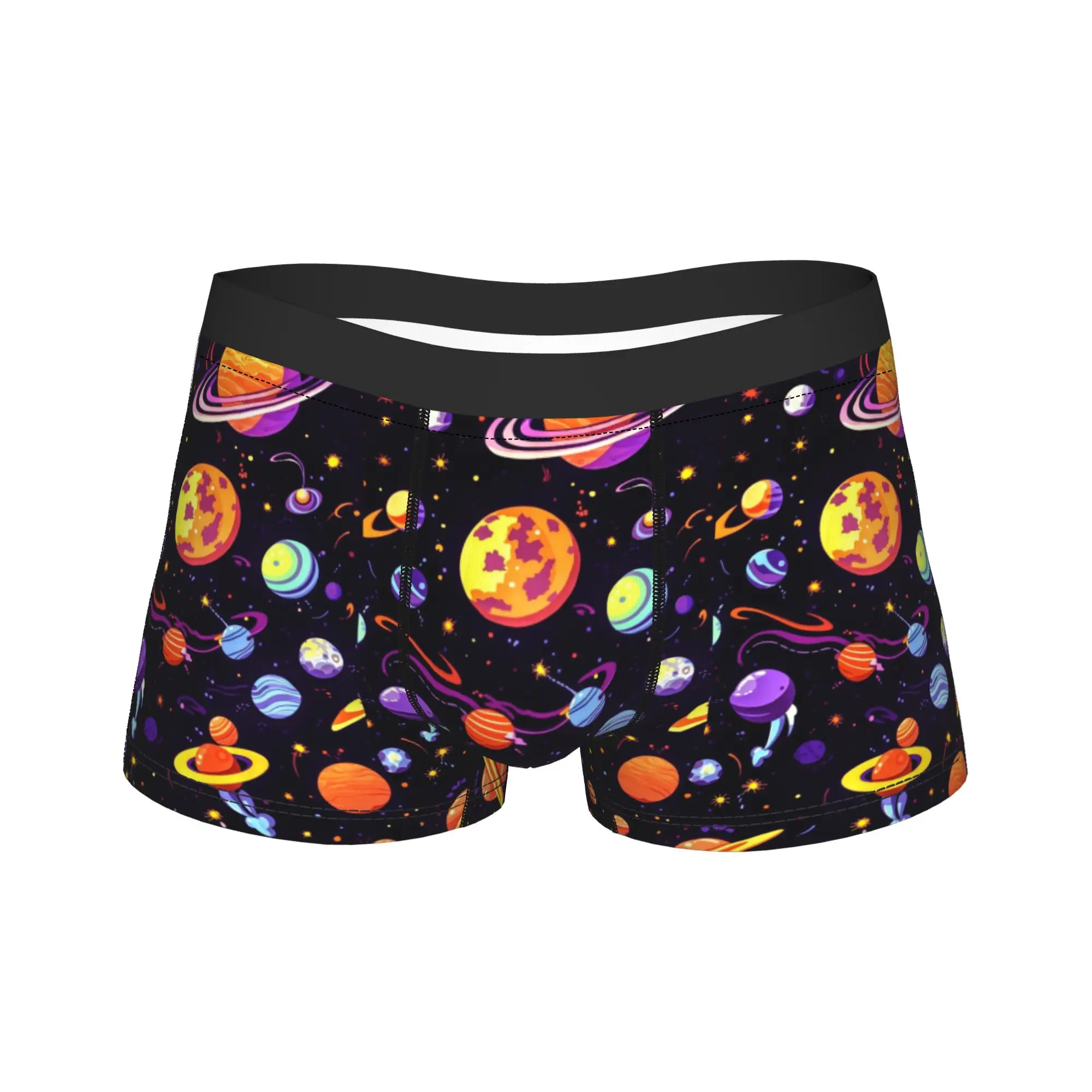 Retro Cosmic Planet Trippy Pattern Boxer Brief  Underwear Trenky Man Breathable Boxershorts Printed Large Size Underpants