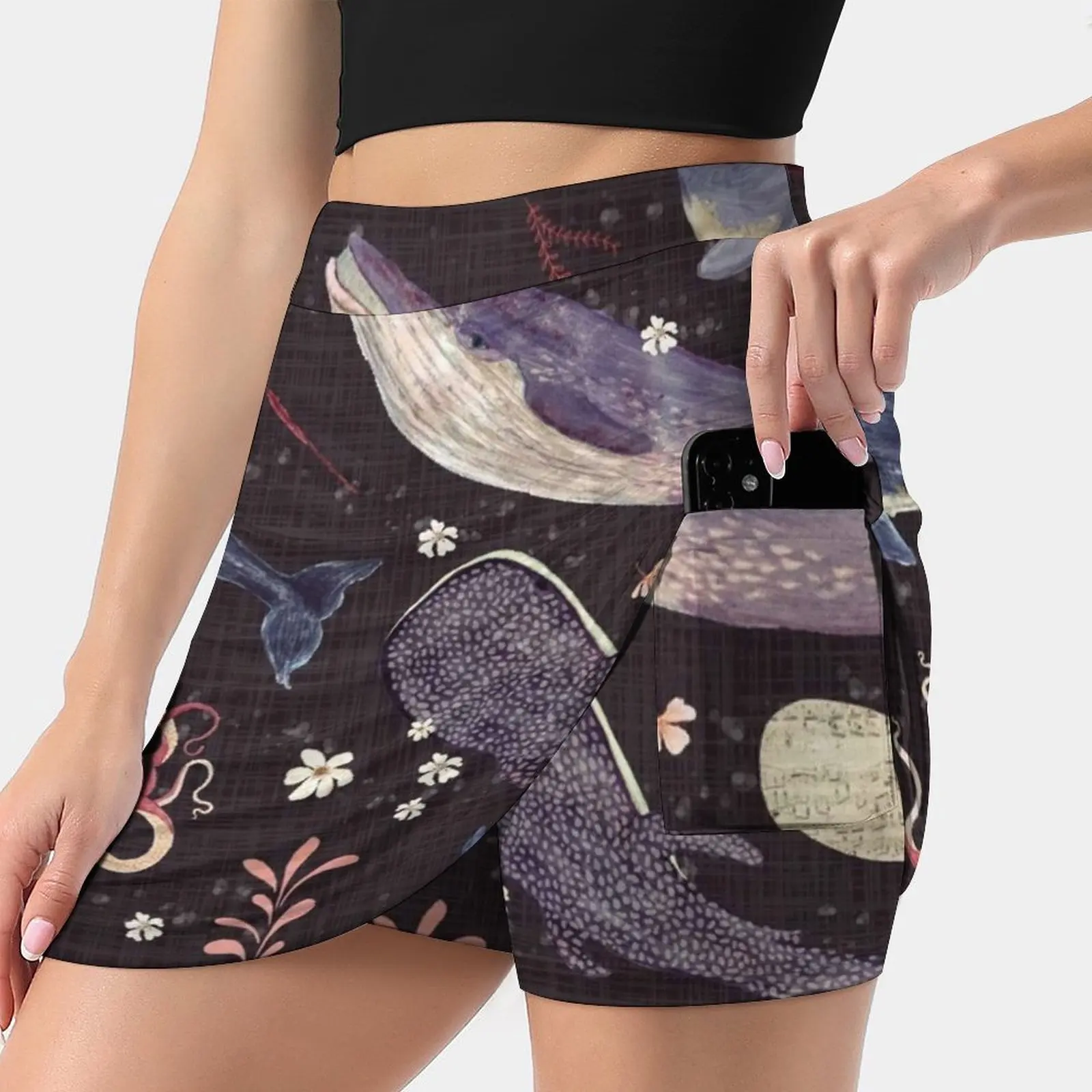 Whale'S Song Grape Women's skirt Mini Skirts A Line Skirt With Hide Pocket Whales Song Whale Whales Song Humpback Beluga Whale