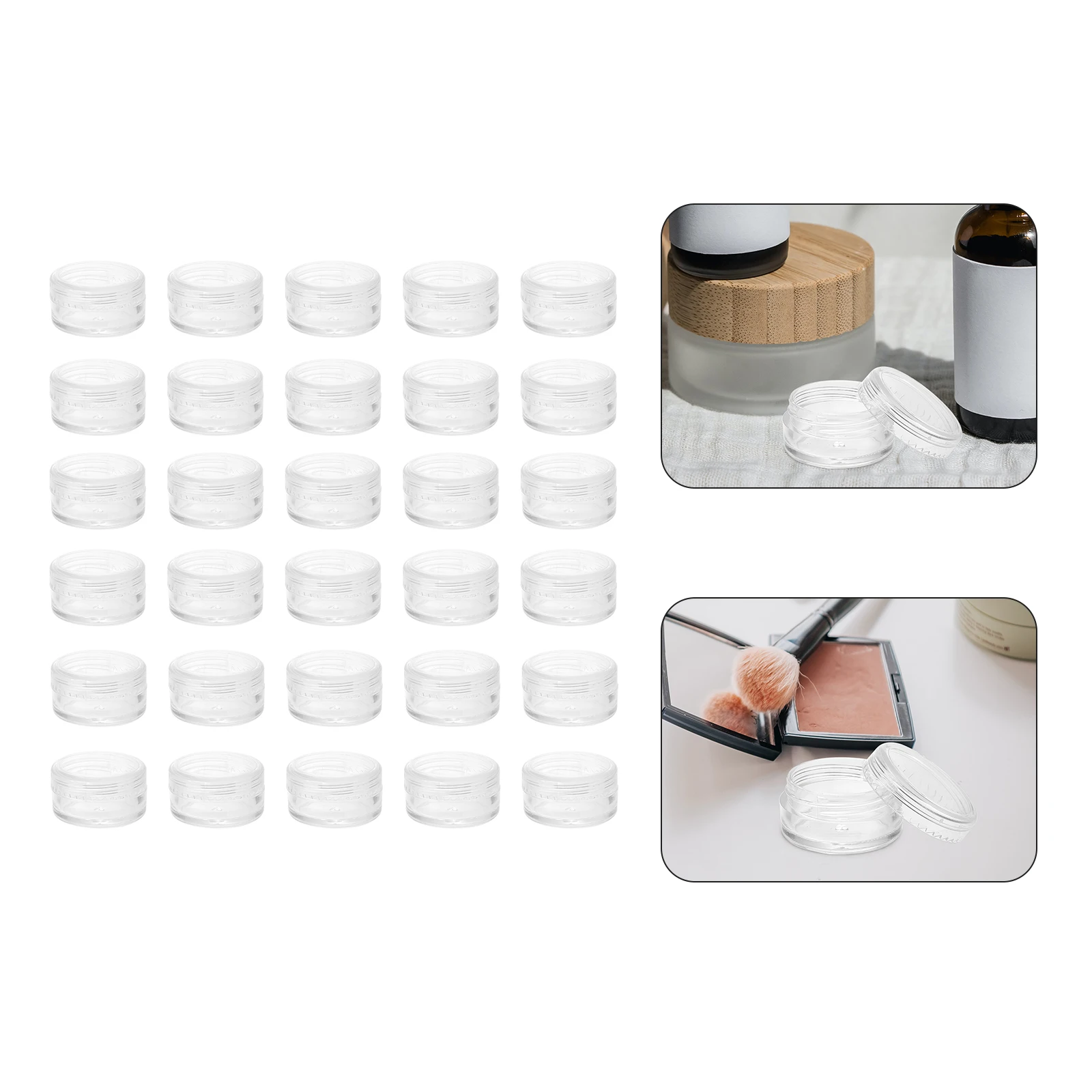 

30Pcs Sample Containers Transparent Plastic Jars Leak Proof Anti Flip Caps for Cream Lotion Face Mask Travel