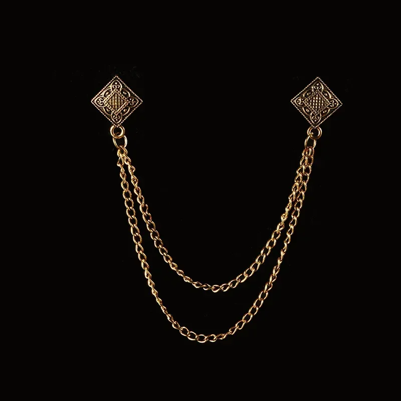 جديد خمر الطيور ستار بروش مع شرابة سلسلة الراين التلبيب دبابيس للرجال دعوى قميص شارة مجوهرات اكسسوارات #5