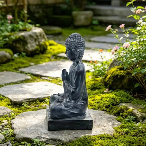 Buddha Statue Decorative Resin Statuette for Home Garden Office Desktop Interior Room Ornament