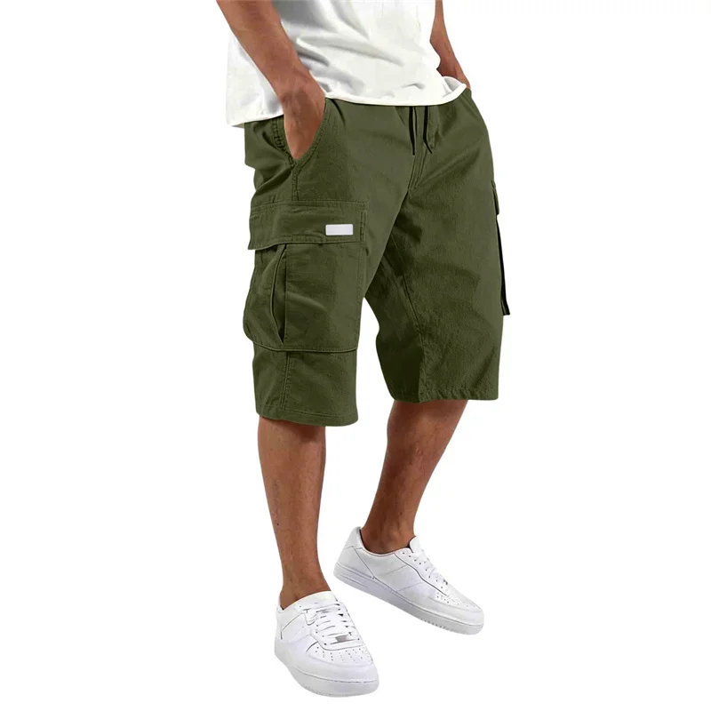 NEW men straight pants Casual multi-pocket Shorts Summer quick-drying Five-Inch Men's Shorts drawstring Sports cargo short pants