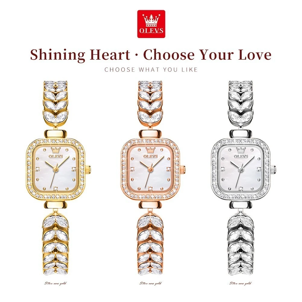 OLEVS 9987 Кварцевые модные часы Подарочный ремешок для часов из нержавеющей стали Наручные часы с квадратным циферблатом
