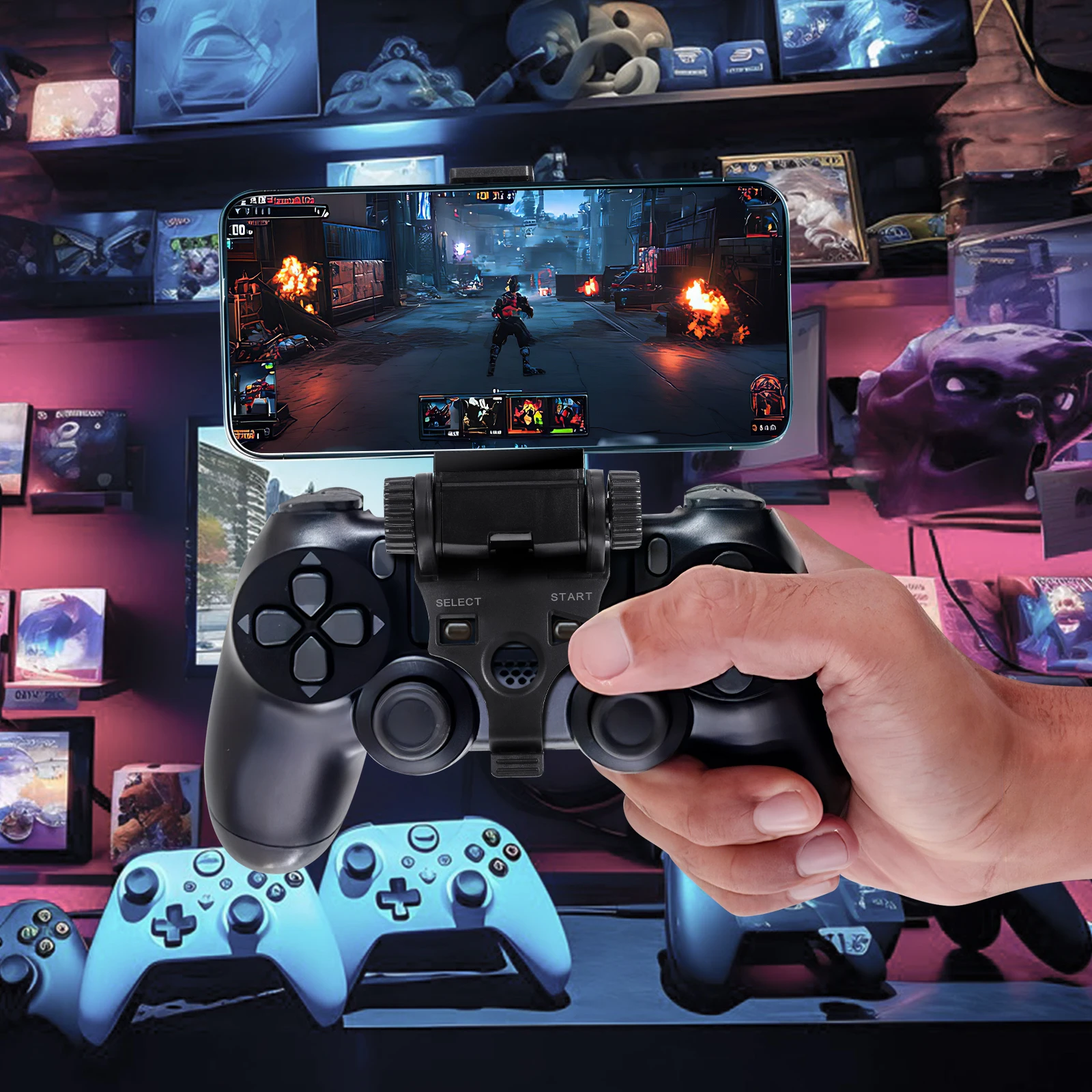 

Game Controller Clip Phone Holder Stand with Adjustable Angle for Universal Gamepad Compatible Smartphones Durable Sturdy ABS