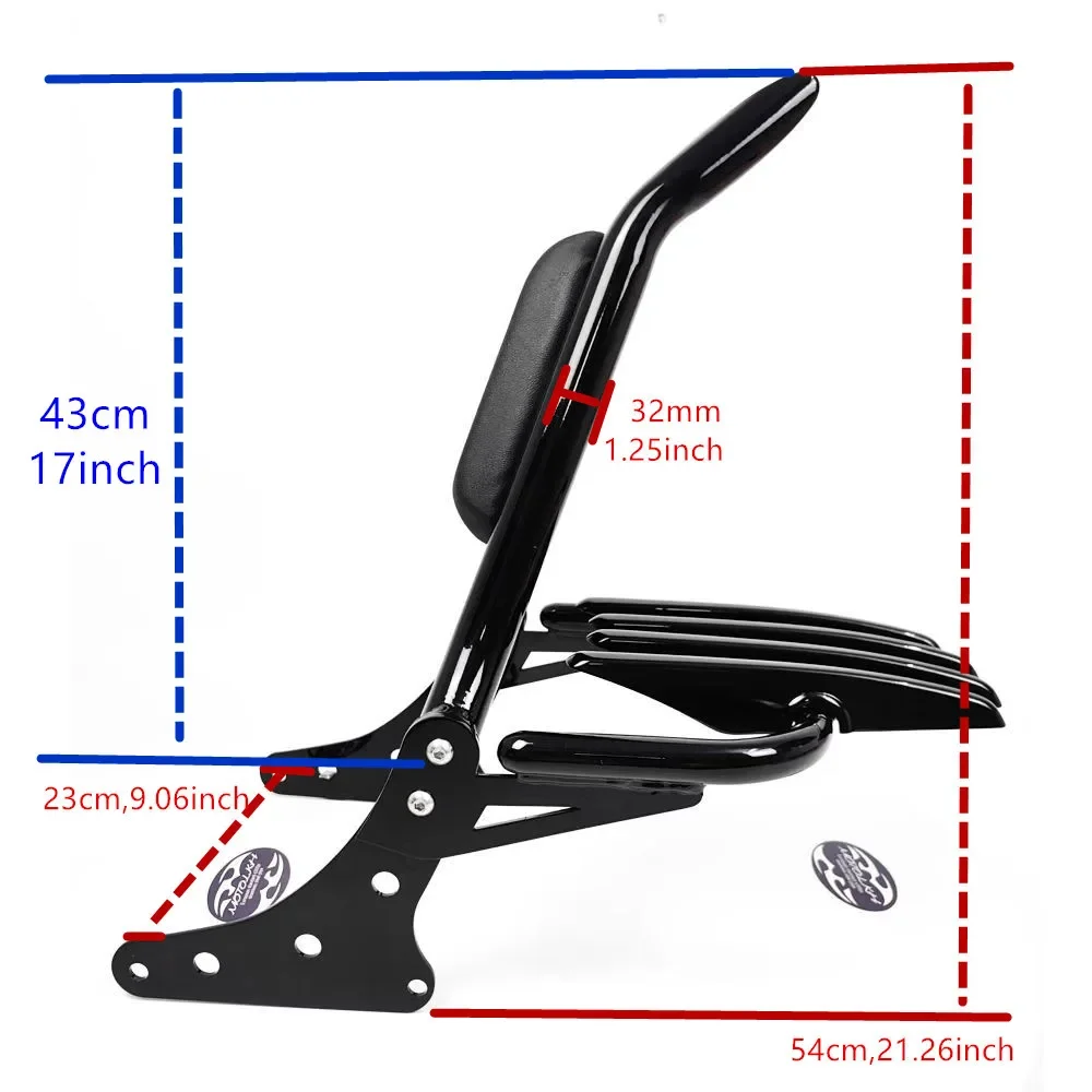 

Мотоциклетная пассажирская спинка Sissy Bar, 17 дюймов, багажник для Harley Softail Slim Blackline 2013-2017