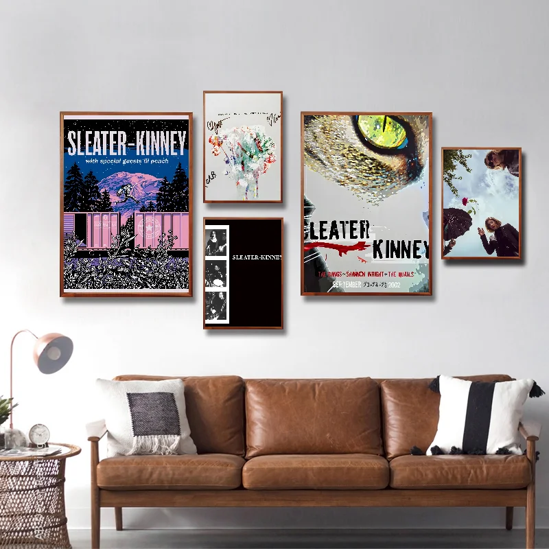 Band Sleater Kinney Poster Self-adhesive Art Waterproof Paper Sticker Coffee House Bar Room Wall Decor