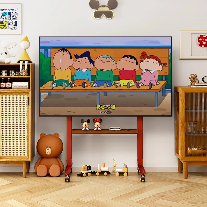 Universal TV bracket, movable wheelbarrow, rotating art bracket, floor rack, simple retro hanger.