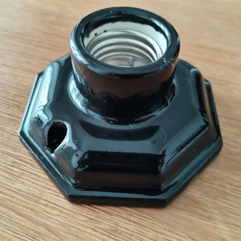 E27 Octagonal Vintage Ceramic Light Head Edison Lamp Holder Retro High Temperature Bulb Table Lamp Screw Cap Socket Wall Tool