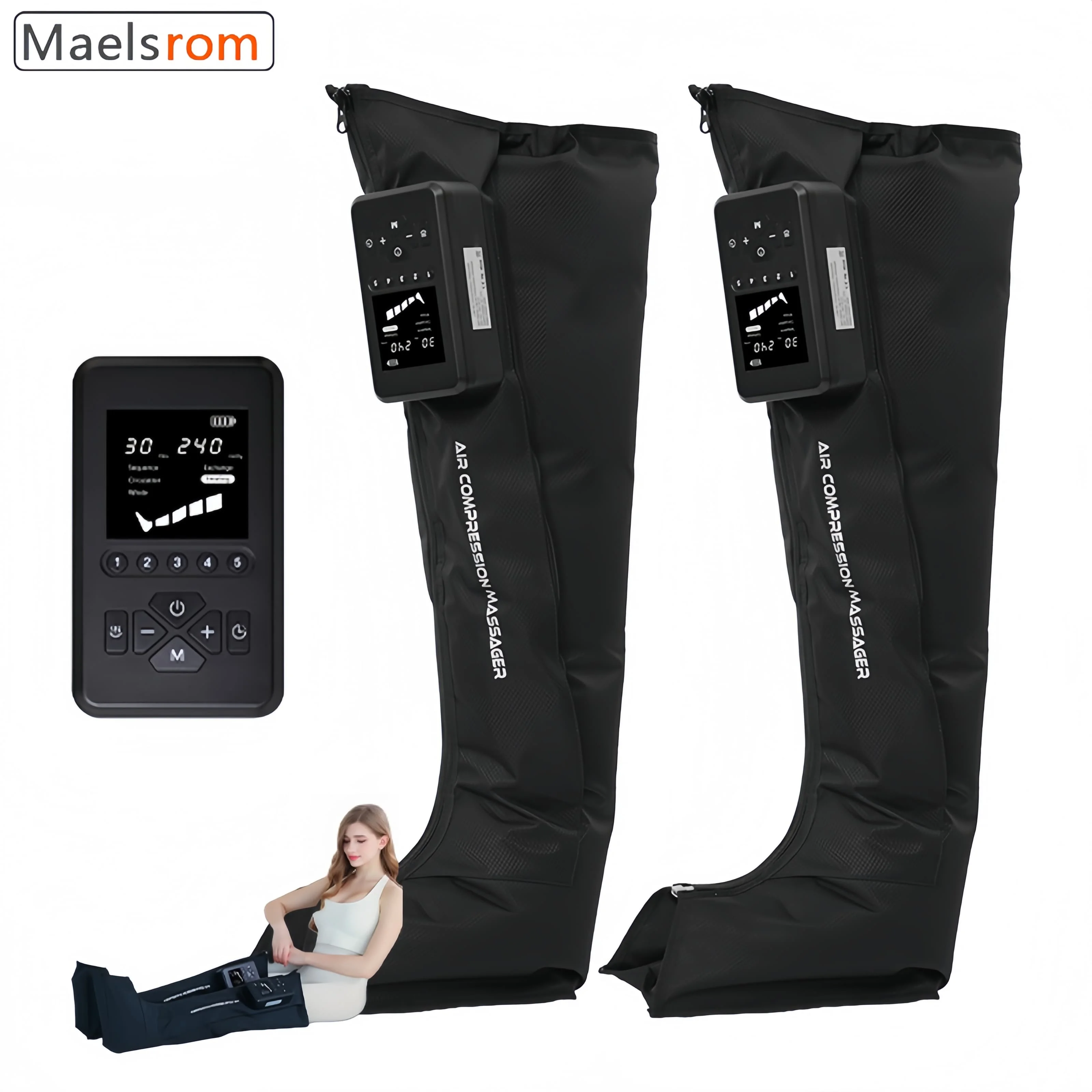 Wireless Rechargeable Heat Therapy Leg Air Compression Massager Improve Blood Circulation Relieve Fatigue Alleviate Muscle Relax