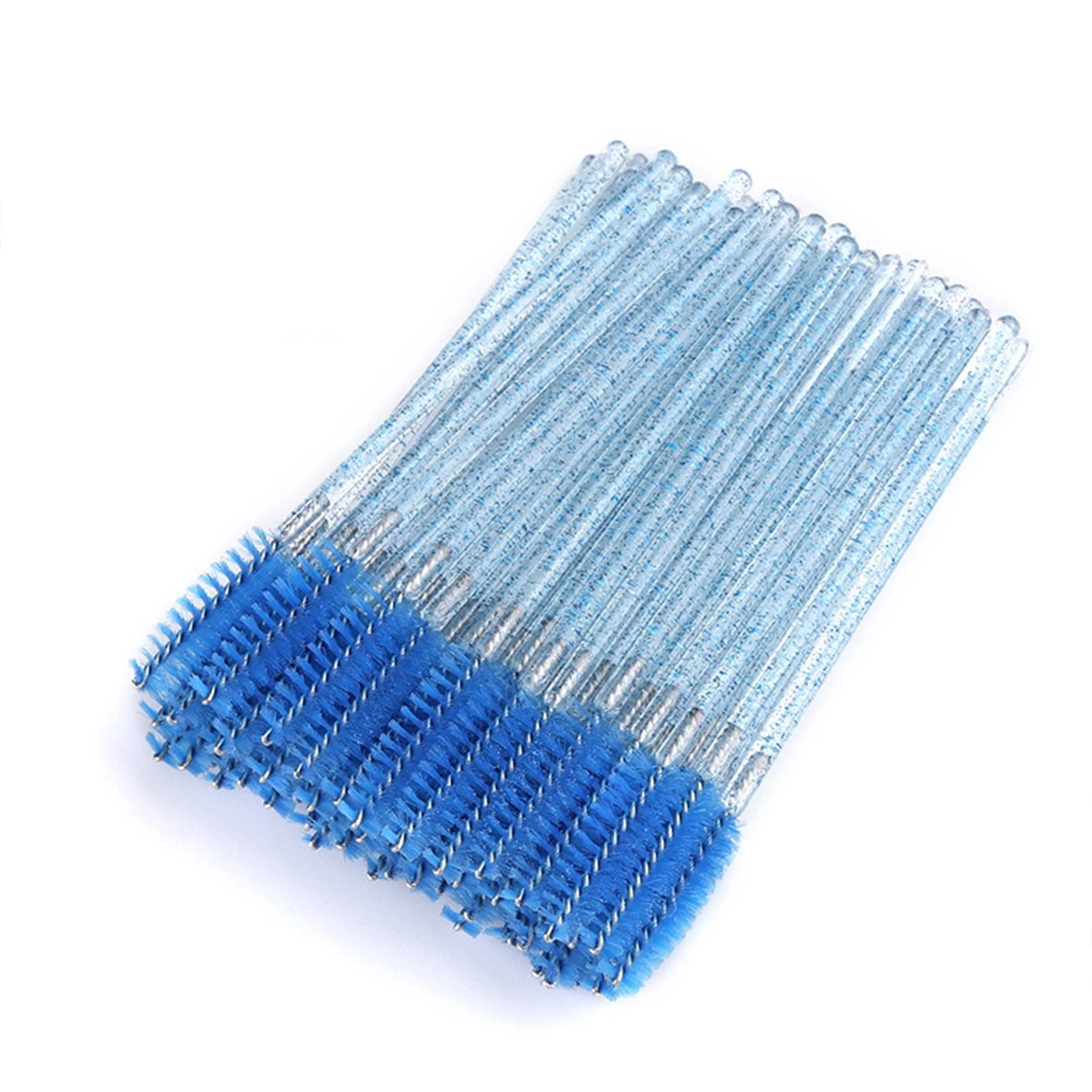 8 to 98 PCS Blue Disposable Mascara Wands, Glitter Clear Handle Eyelash Brush Spoolie Lash Tools for Makeup and Beauty Salon