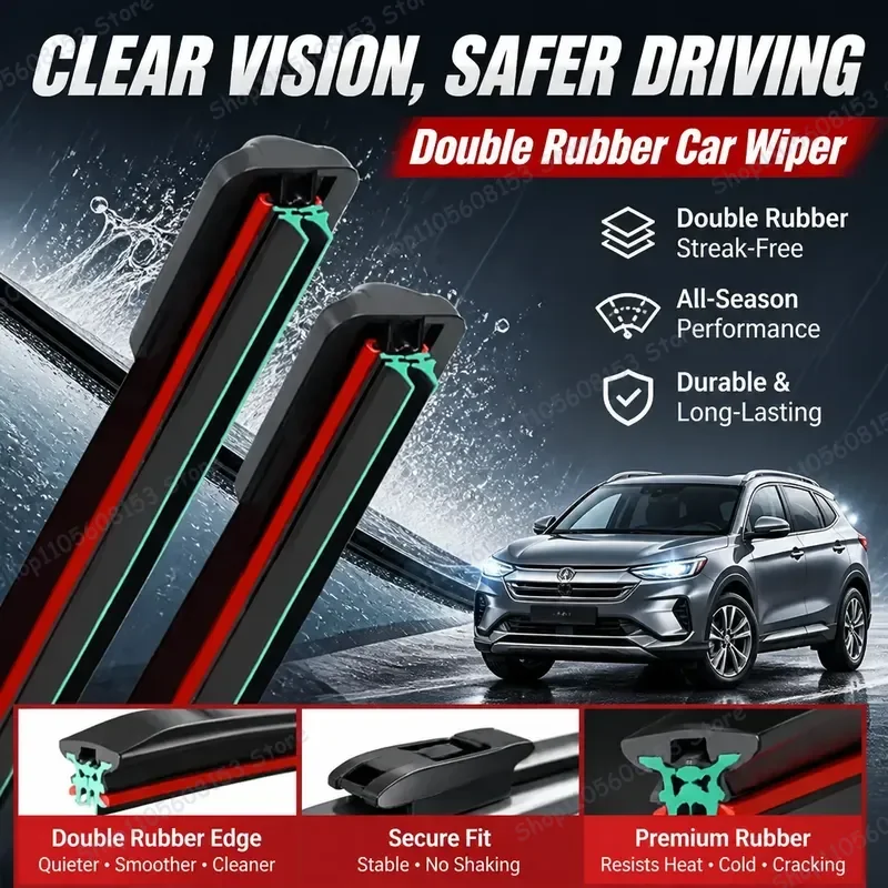 

For BYD Atto 3 Yuan Plus 2021 2022 2023 Front Rear Windshield Wiper Blades Premium Silicone Rubber Replacement Car Window