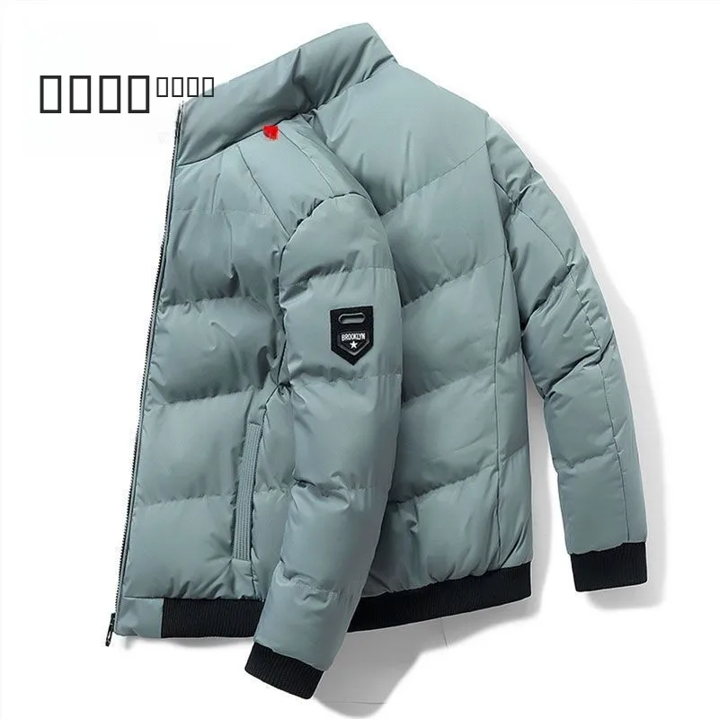 

Мужская утепленная хлопковая куртка на осень-зиму с воротником-стойкой, короткая, из полиэстеровой ткани, для работы