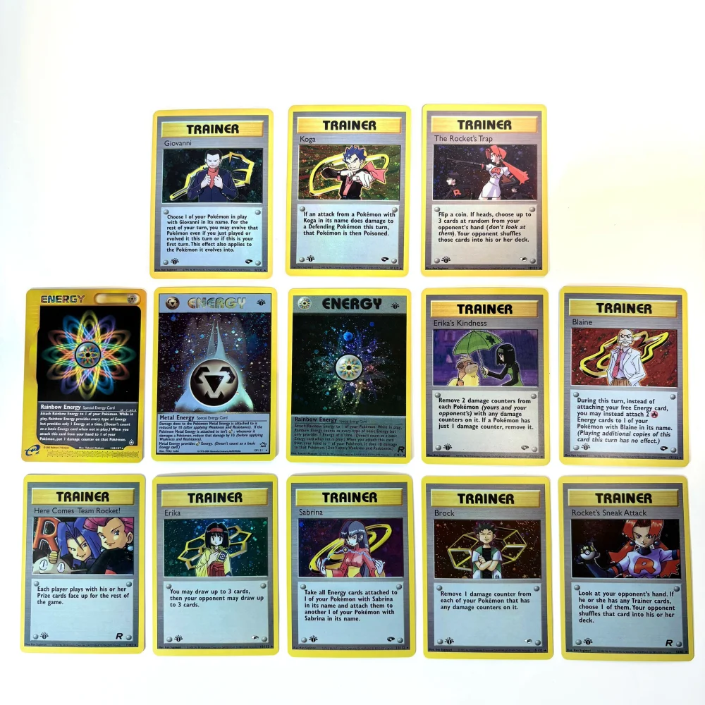 PKM Cards Holographic Foil Card KOGA GIOVANNI SABRINA BLAINE Trading Card Proxy Collection Battle Card Toys Gifts