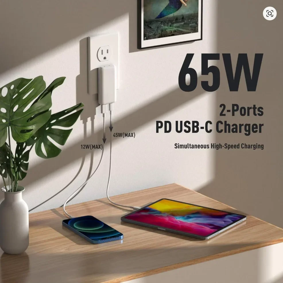 New Ultra Thin【US/EU/UK 】45W/65W GaN Smart Charger Fast Adapter For Macbook Laptop Ipad IPhone17/16/15 Samsung S26 Huawei