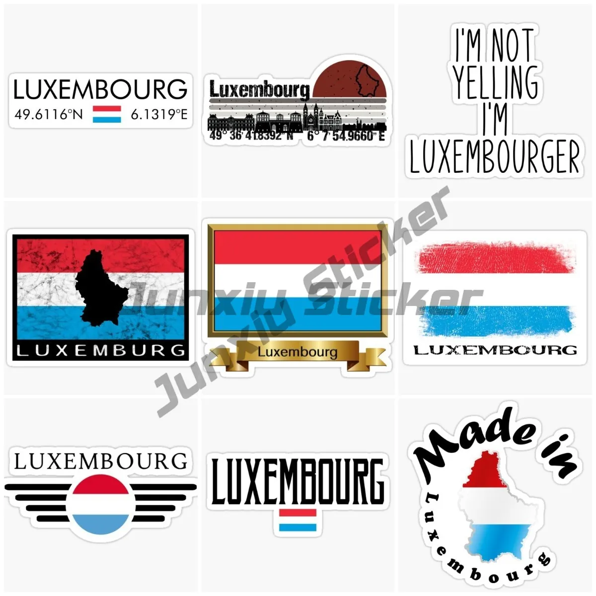 

Creative Luxembourg Grand Duchy Flag Emblem Code Car Sticker Suitable Window Motorcycle Helmet Bumper PVC Vinyl Waterproof Decal