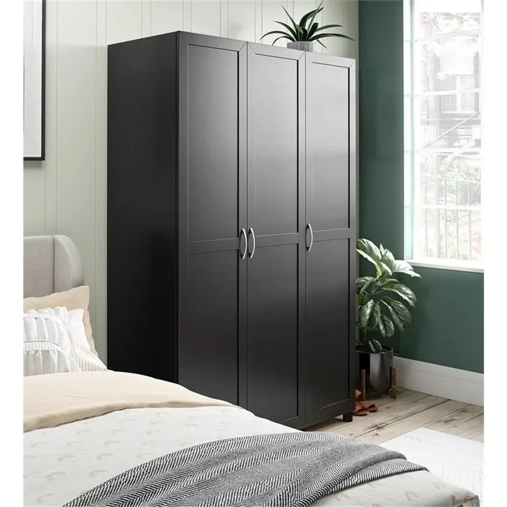 

Lory Framed 3 Door Wardrobe in Black,Bedroom storage cabinet, free shipping Suitable for bedrooms, living rooms, etc