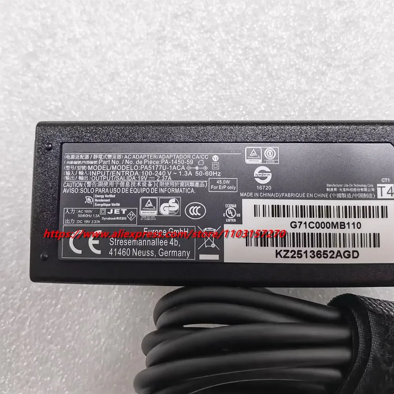 純正 PA5177U-1ACA AC アダプター 19V 2.37A 45W PA-1450-59 充電器 東芝 Dynabook U920T Z835 U925T ラップトップ電源用