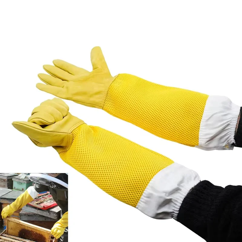 1 Paar Imker-Handschuhe, Schutzhüllen, Mesh, belüftet, professionelle Anti-Biene für die Imkerei, Imker verhindern Bienenstock-Werkzeuge