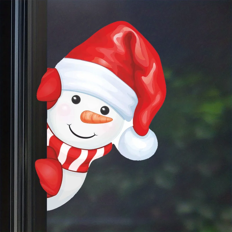 Christmas Peeking Car Sticker Cute Santa Claus Reindeer Snowman Window Decals For Car Window Bumper Stickers SH593