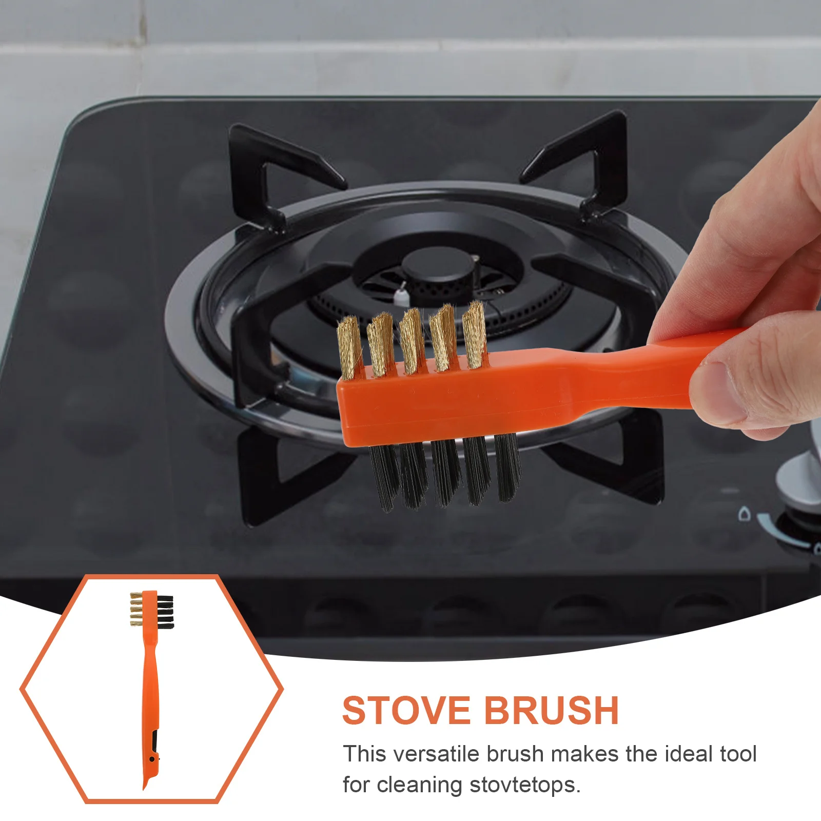 

1Pcs Orange Degreasing Cleaning Brush Fine Bristle for Oil Stains Pick Needle Gas Hole Unclogging Kitchen Cleaning Supply