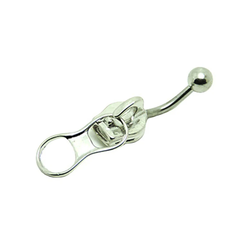 ** New Punk Belly Button Rings Stainless Steel Navel Nail Creative Zipper Navel Ring For Women Girls Body Piercing Jewelry Gifts