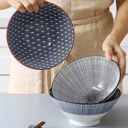 2021 Black Japanese Ramen Bowl Ceramic Japanese Spicy Soup Bowl Tableware Creative Noodle House Big Bowl Hat Ceramic