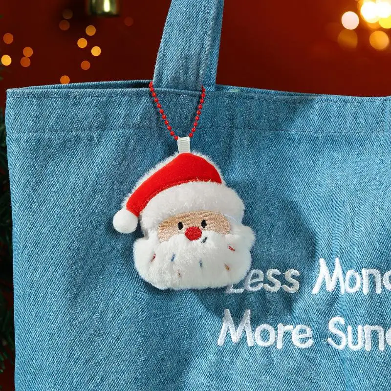 Cute Cartoon Christmas Plush Pendant Keychain Kawii Stuffed Doll Car Key Ring Backpack Handbag Pendant Decoration Accessories