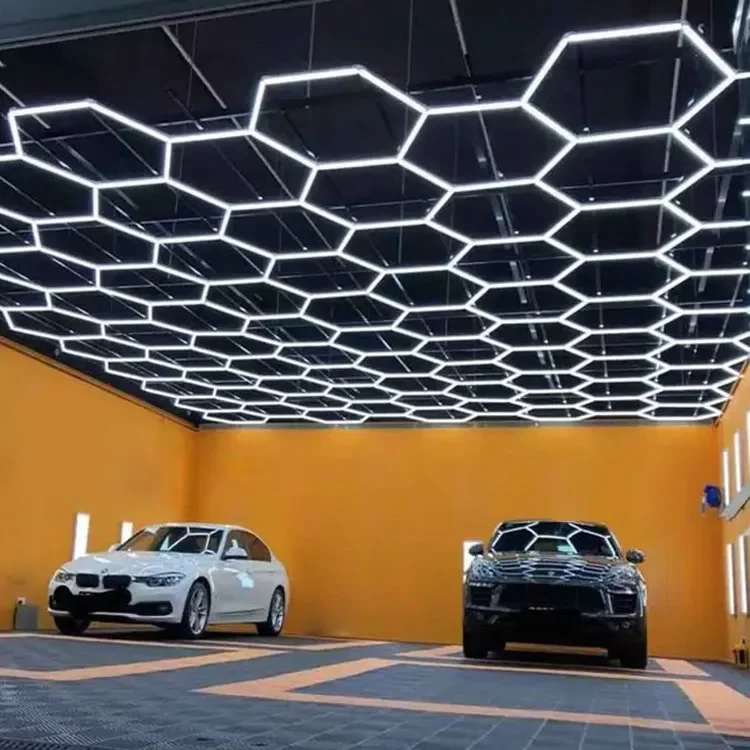 Honeycomb Auto Detailing Products Light Bar Hexagrid Lighting for exhibition Car Wash Station Garage hexagonal Led Lights