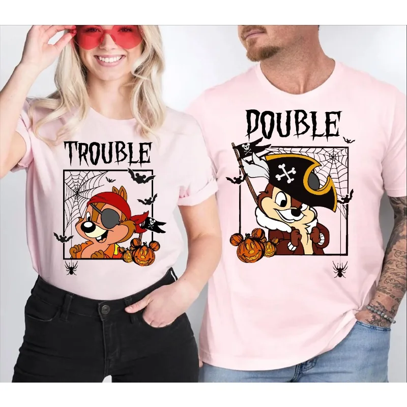 تي شيرت ديزني شيبس وديل بايرتس مزدوج المتاعب للهالوين وحفلات أعياد الميلاد ديزني لاند تريب فاميلي