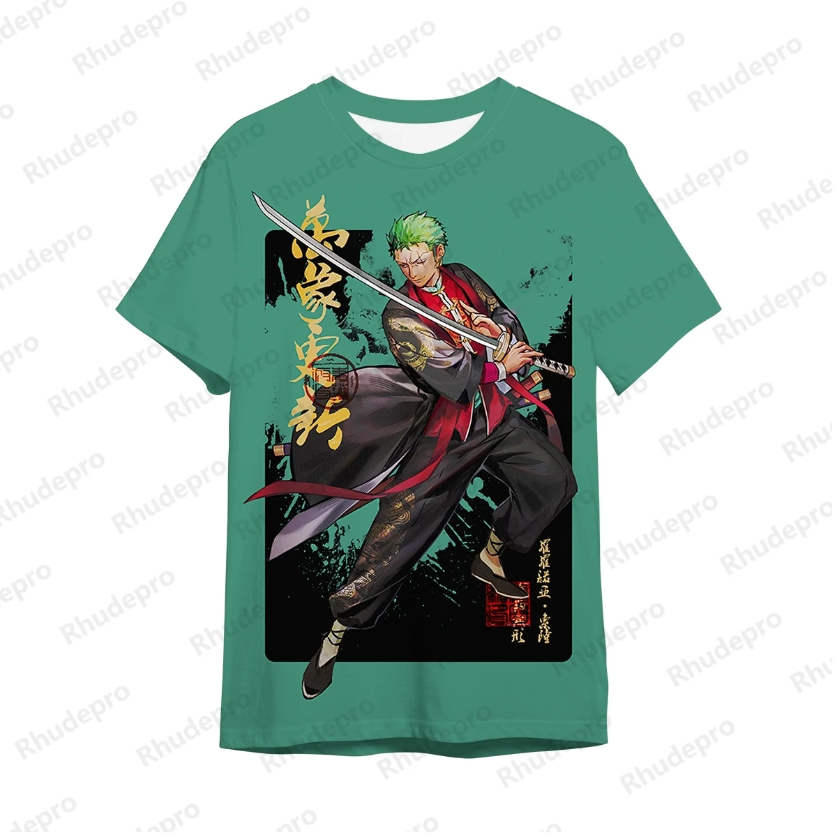 Camiseta De Mono D Luffy Para hombre, Camisa Corta De Hip Hop, Estilo Harajuku, Tops De Manga grande, Moda Roronoa Zoro, 2024