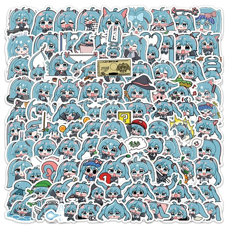 100PCS Cartoon Hatsune Miku Personalized Creative Graffiti Decorative Stickers