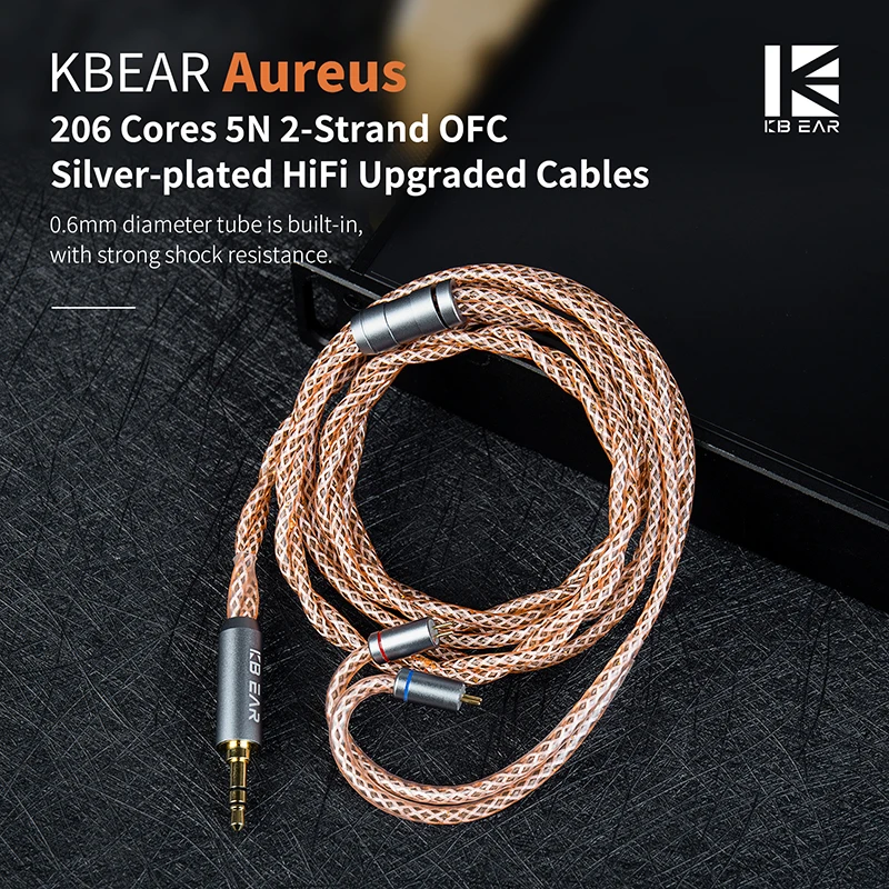 KBEAR Aureus Earphone Upgrade Cable High-Resolution HiFi Headphone Wire 5N OFC Stranded Conductor for MK3 KB02 7HZ