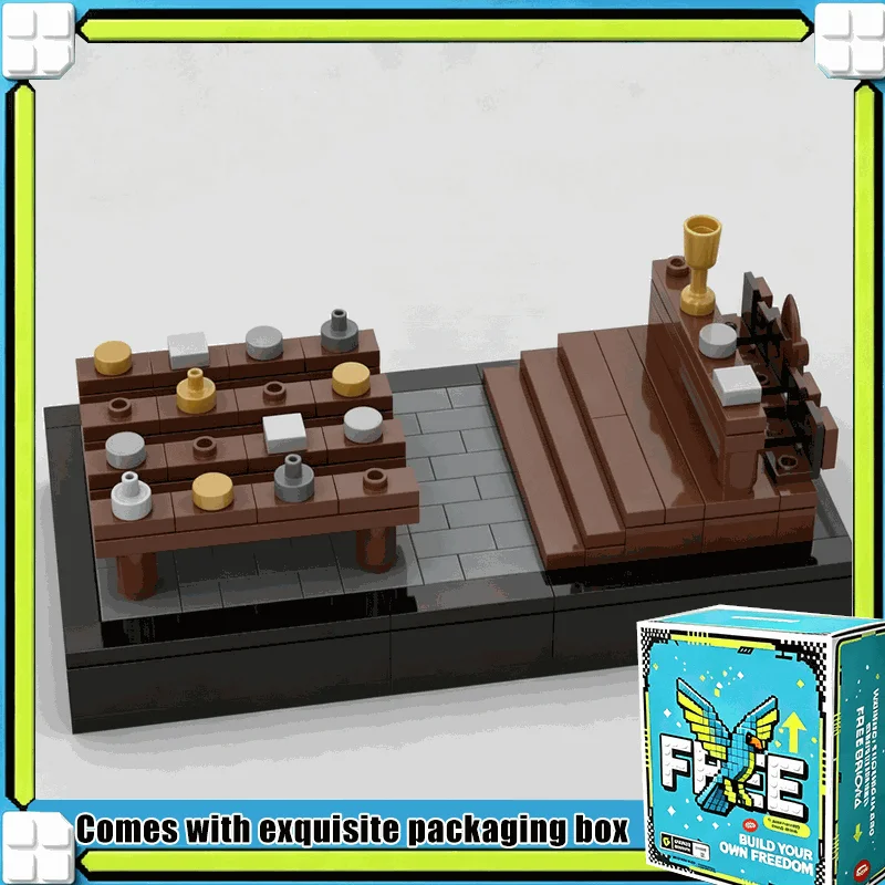 164PCS MOC Magic School Great Hall Feast Table Vignette Model Building Blocks Set DIY Assembly Toy Creative Collection Display
