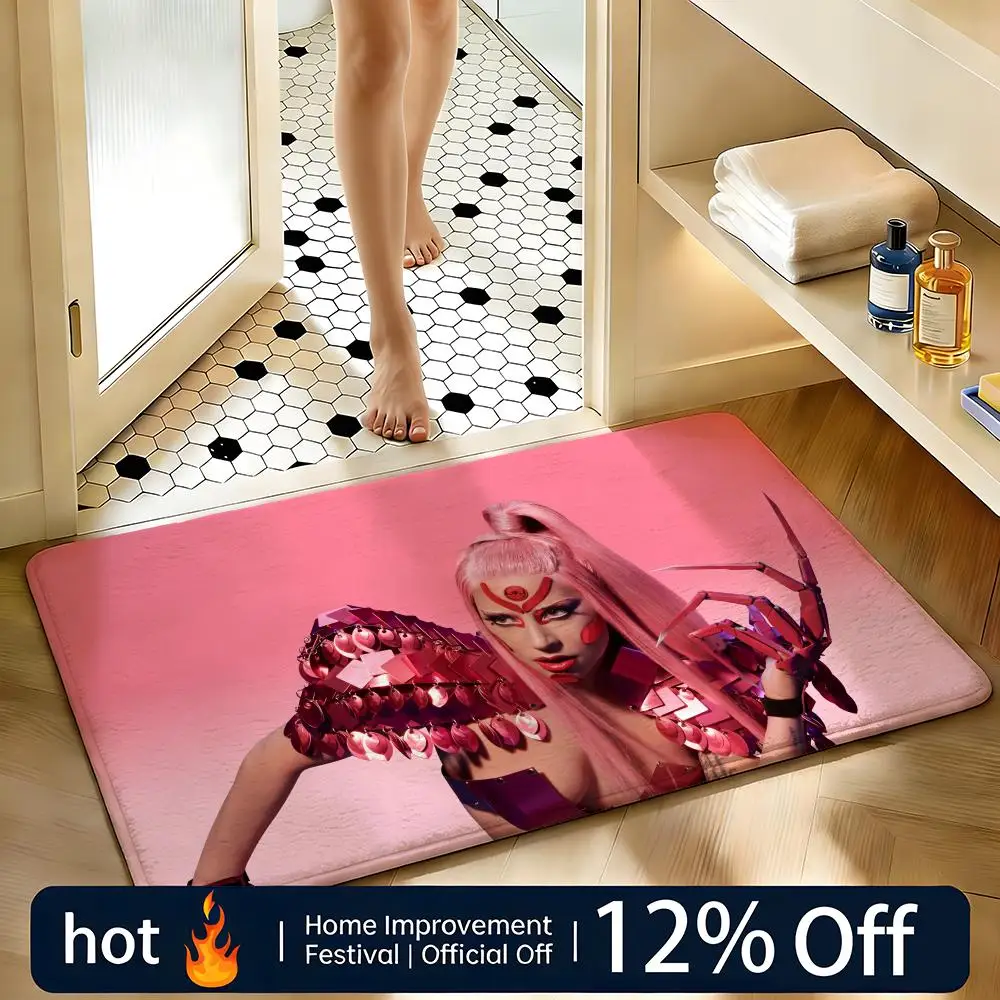 Soft Absorbent Non-Slip Rug Singer Lady Gaga Floor Mat Home Decor Doormat Bedroom Floor Mat Shower Carpet