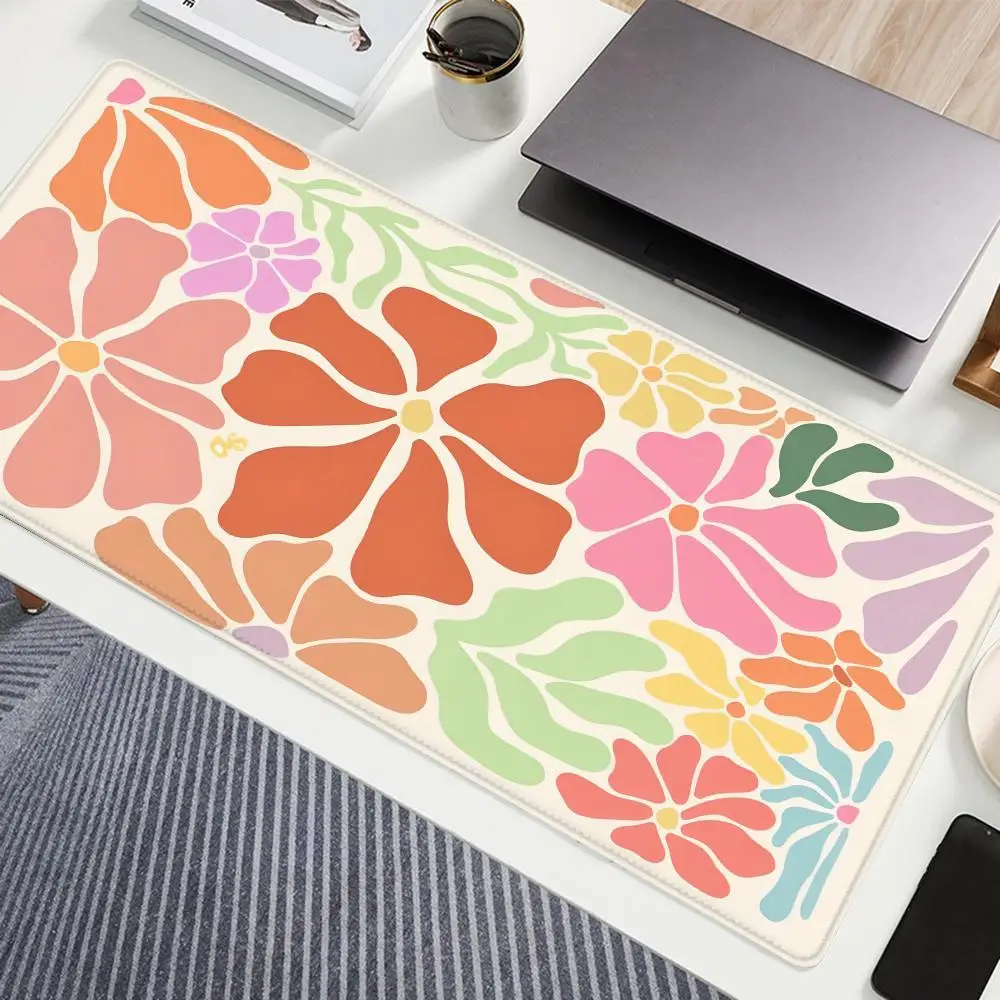 

Pink Flower Aesthetics Mouse Pad Gamer XL Large New Custom Mousepad XXL Playmat Carpet Office Soft Computer Mice Pad Table Mat