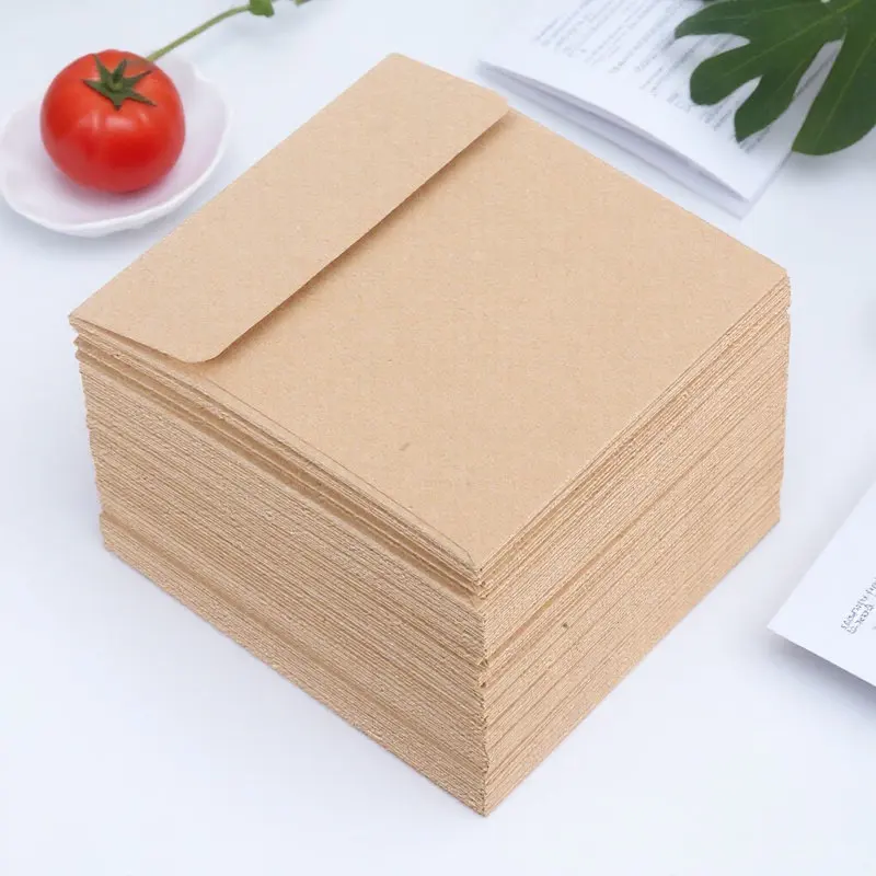 

100Pcs Kraft Paper Envelopes Small Blank Envelopes for Coins Cards Keys Cash Note Storing Small Packets Tiny Cards Packets